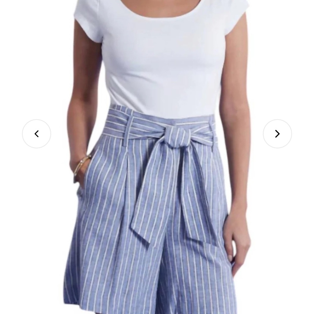 Tyler Boe blue White Striped linen blendConner Stripe Short size 4